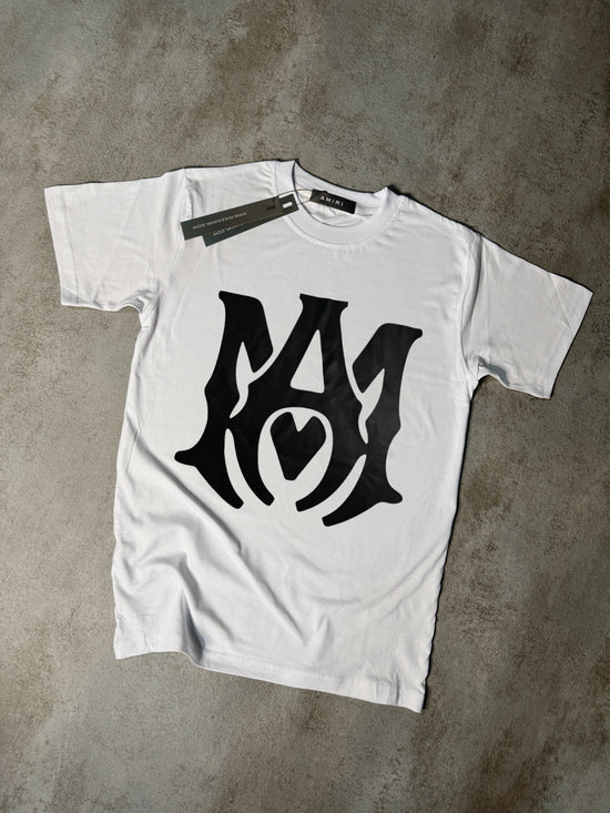 Camiseta amiri blanca logo grande negro