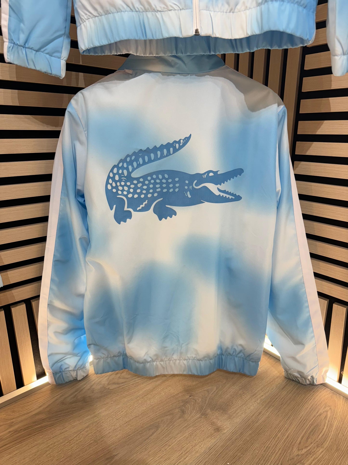 Chándal Lacoste azul y blanco logo en espalda azul