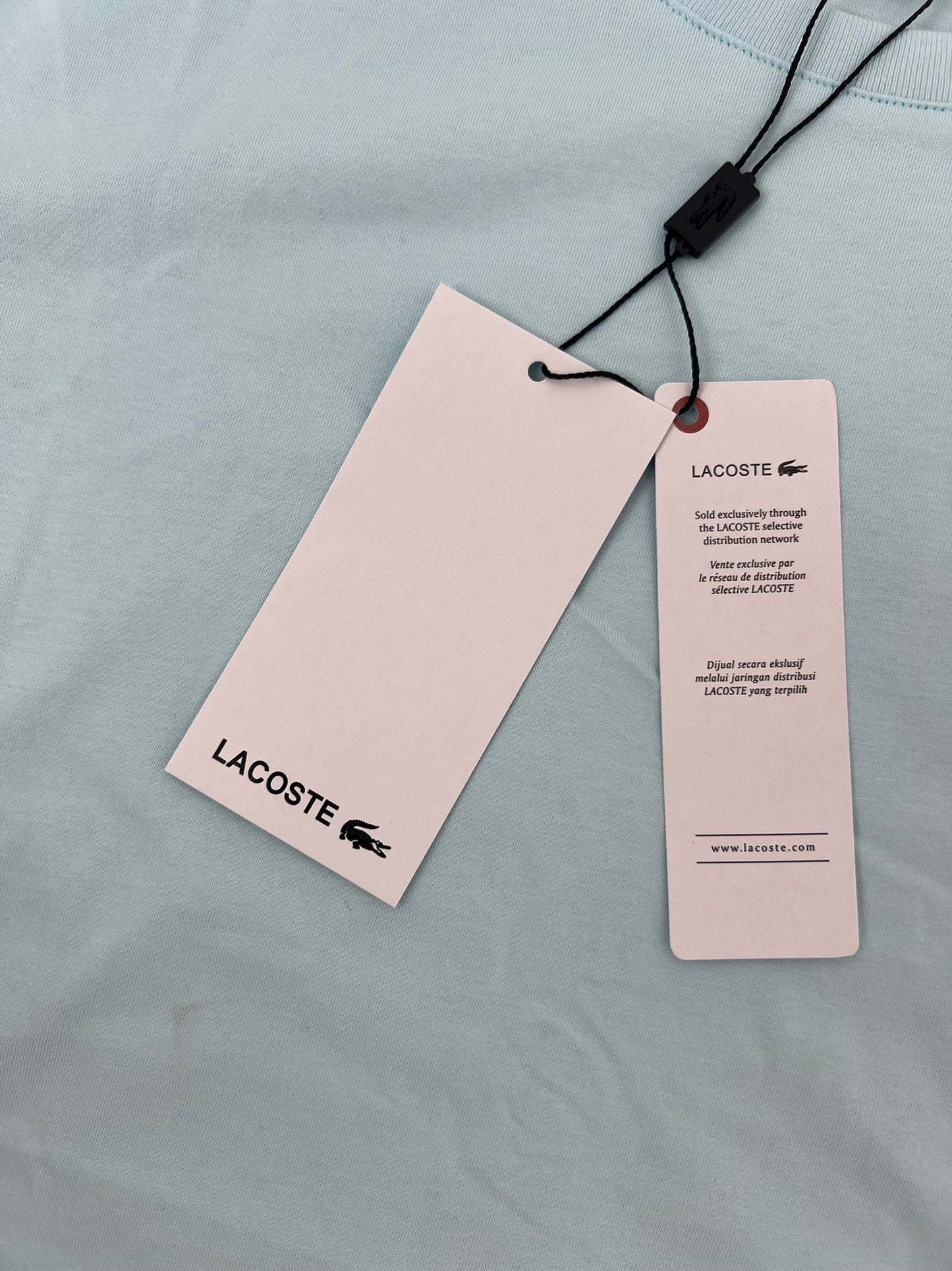 CAMISETA LACOSTE AZULL CIELO LOGO VERDE