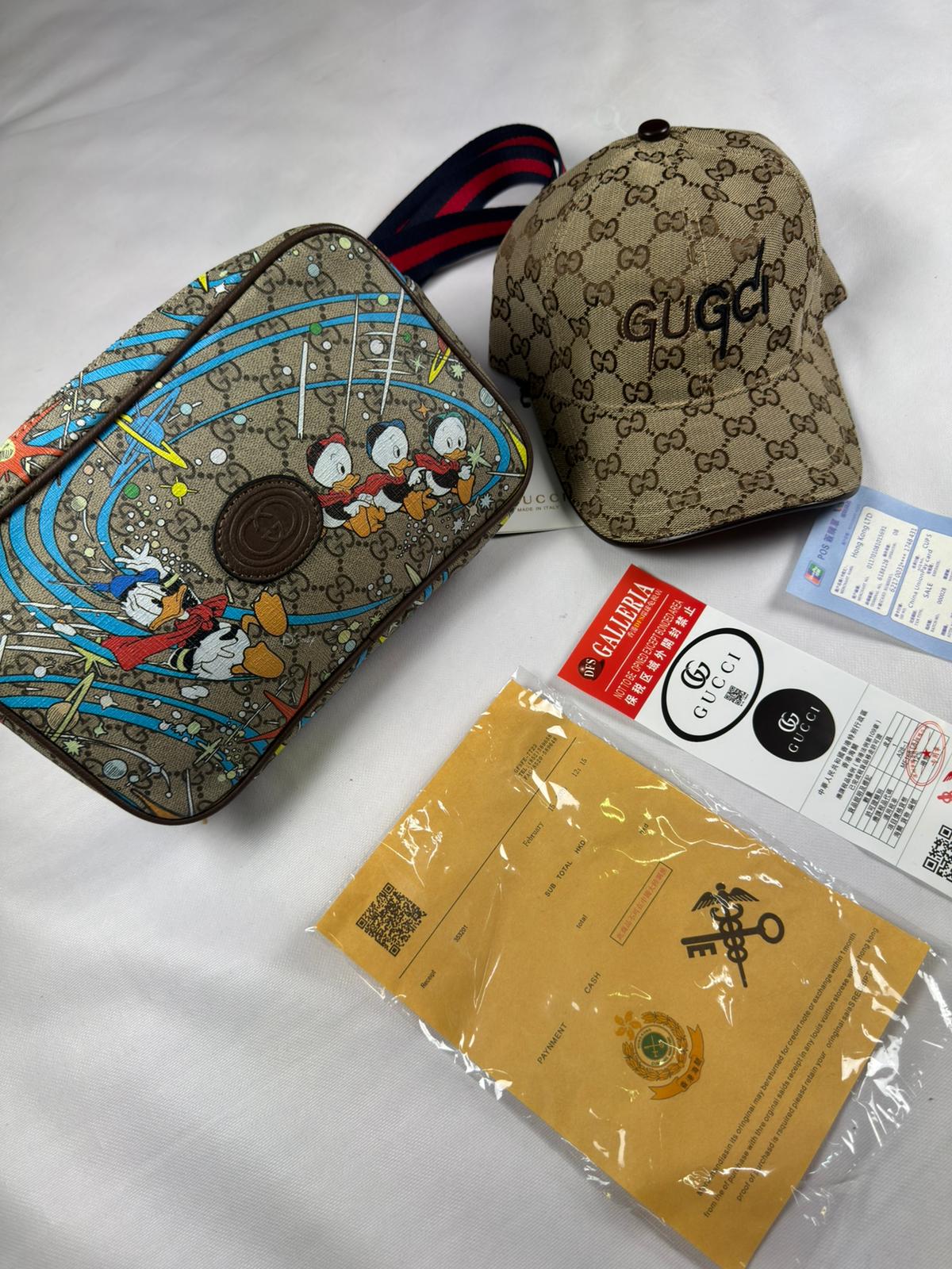 Pack Bolso de mano + gorra gucci beige