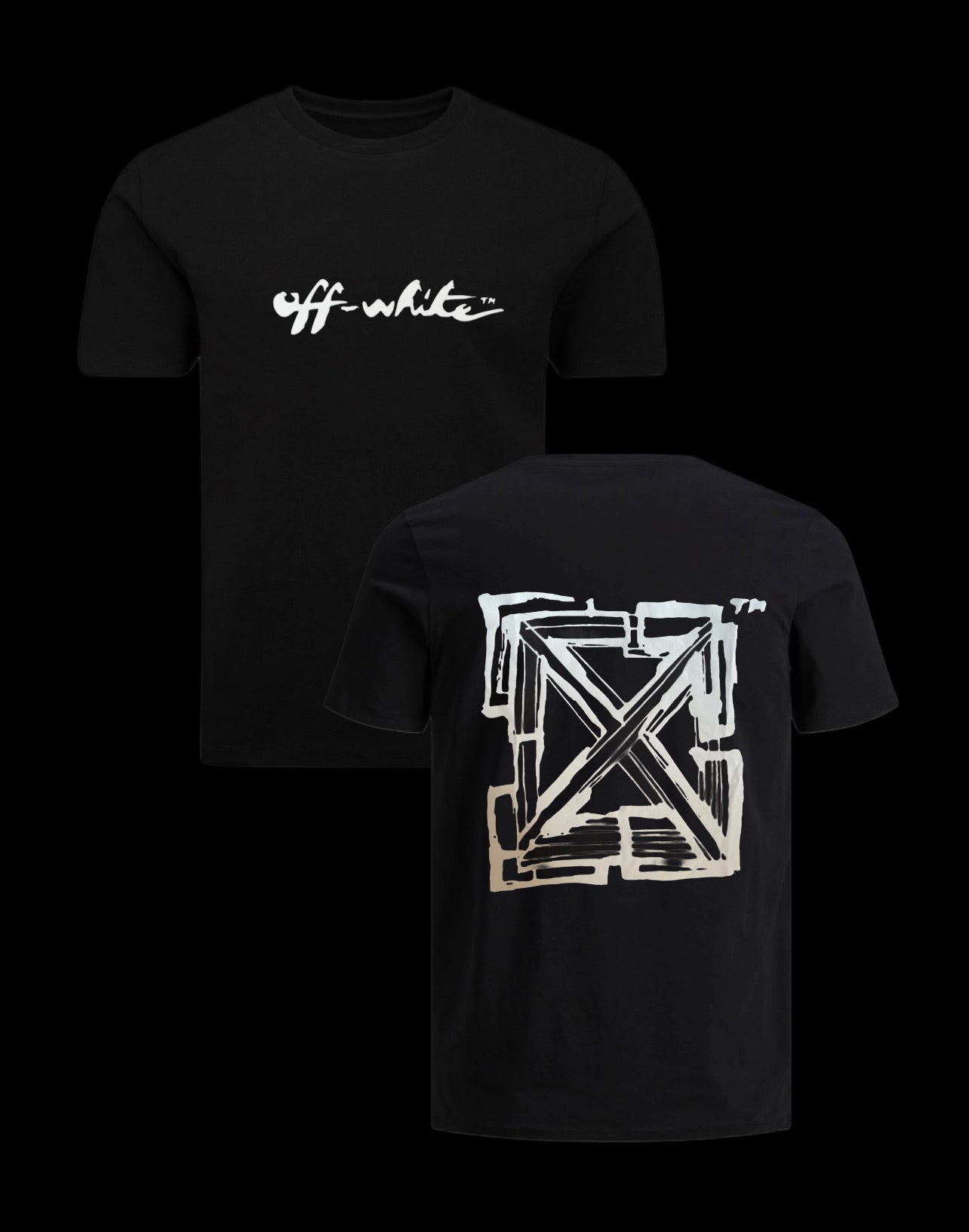 Camiseta off white negro logo grande blanco