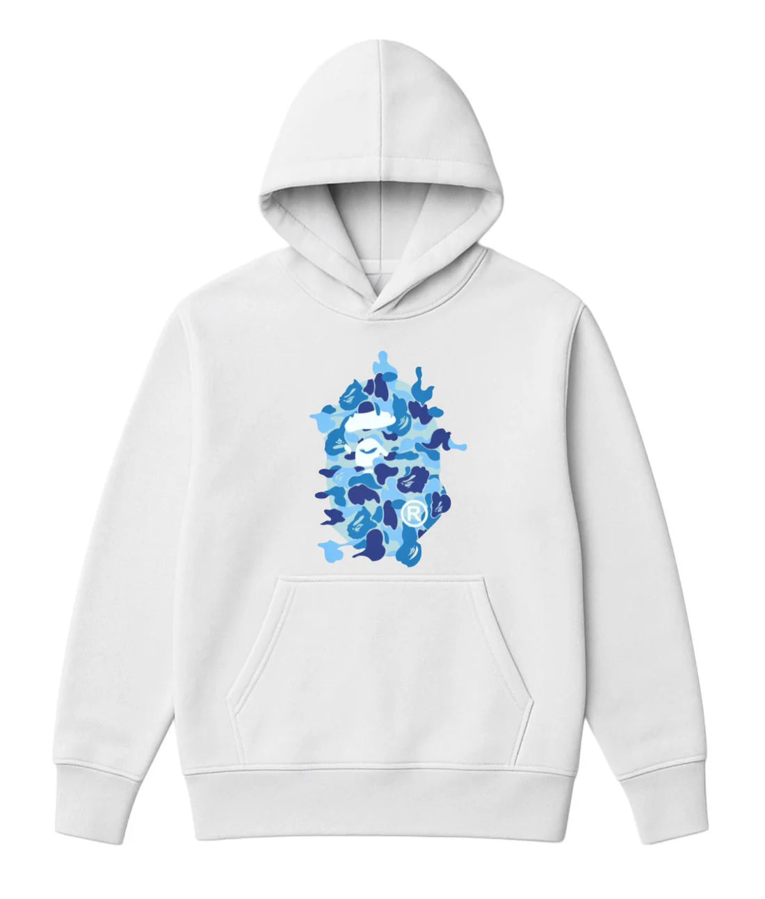 Sudadera BAPE blanco logo azul y blanco