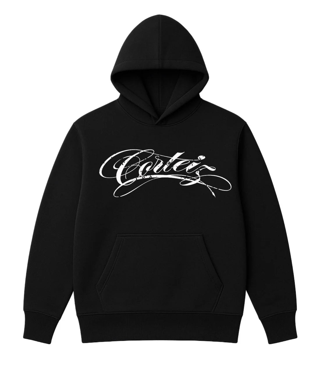 Sudadera CORTEIZ negro logo blanco lineas contorno negro