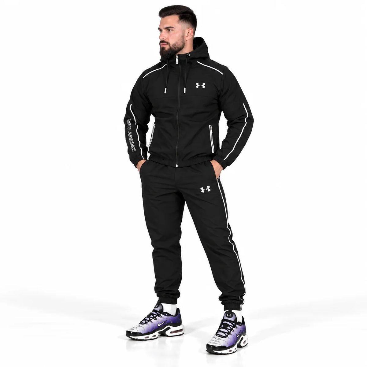 Chándal Under Armour negro logo blanco