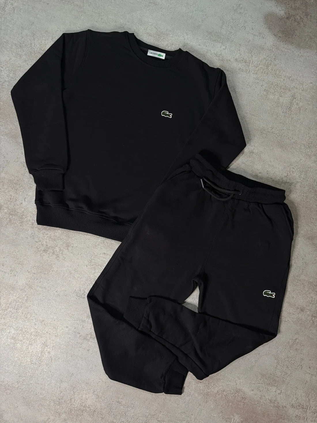 Chandal Lacoste negro logo verde