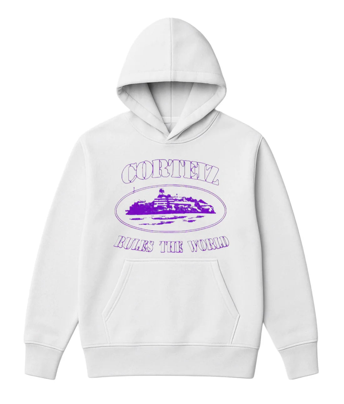 Sudadera CORTEIZ blanco logo morado