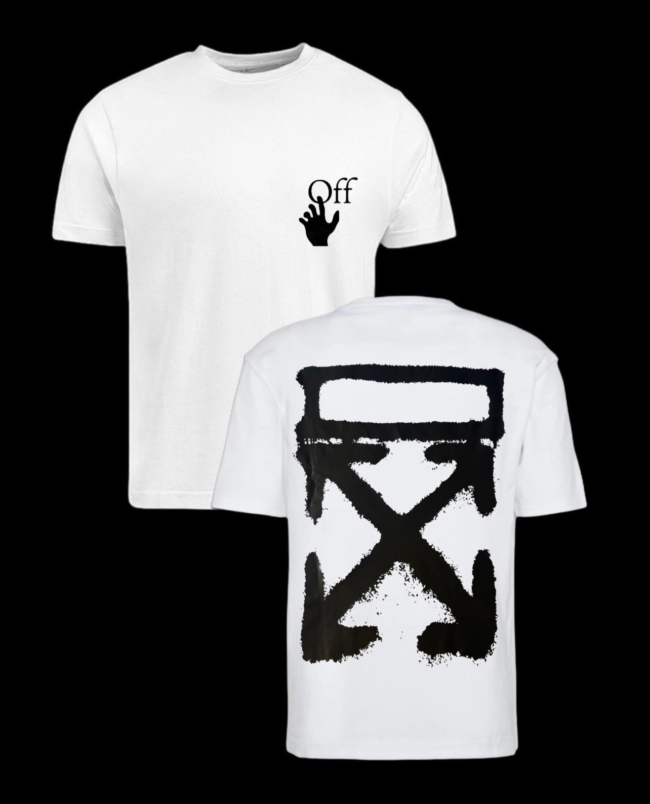 Camiseta off white logo mano blanco logo grande negro