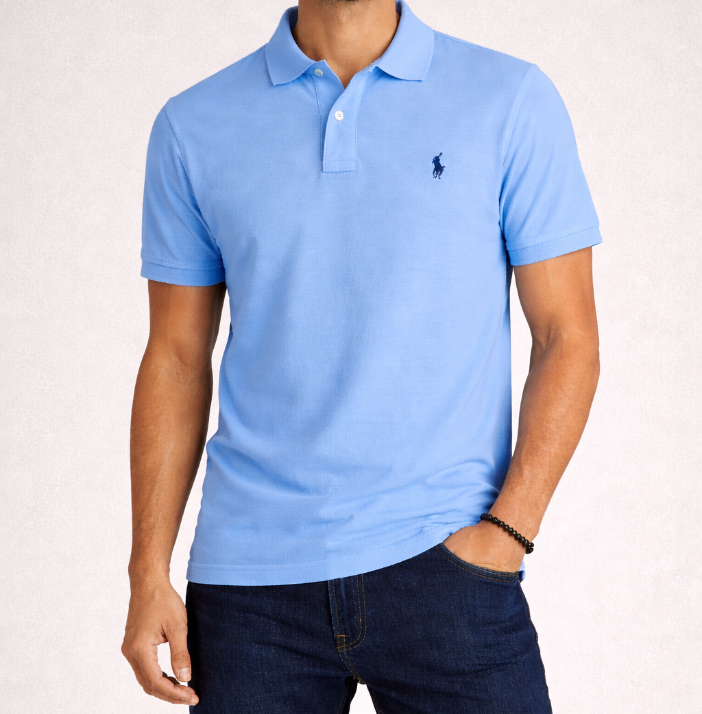 Polo ralph lauren azul claro logo azul