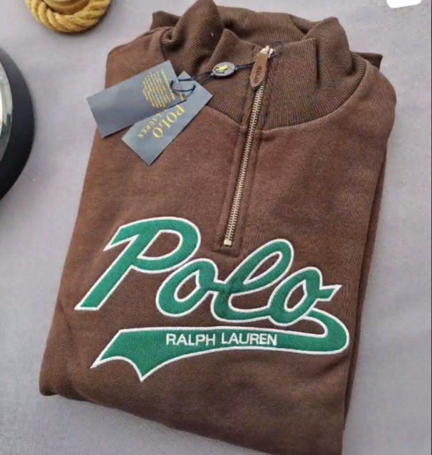 Sudadera ralph lauren marron logo verde