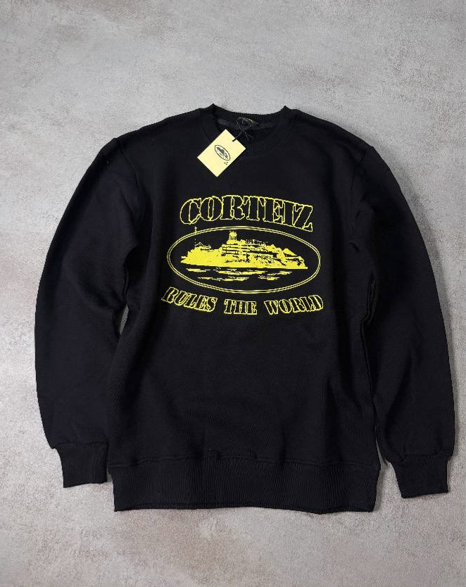 Sudadera CORTEIZ negro logo amarillo