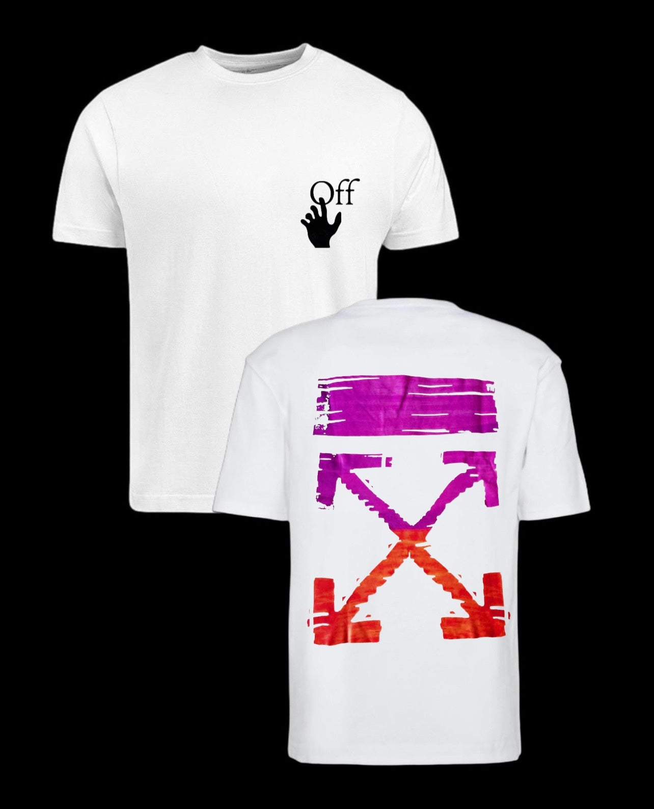 Camiseta off white logo mano blanco logo grande rosa