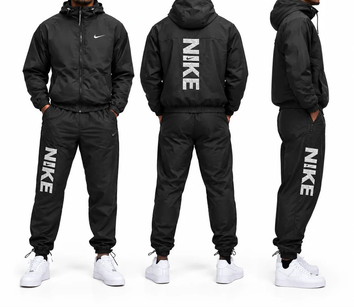 Chándal Nike negro logo blanco