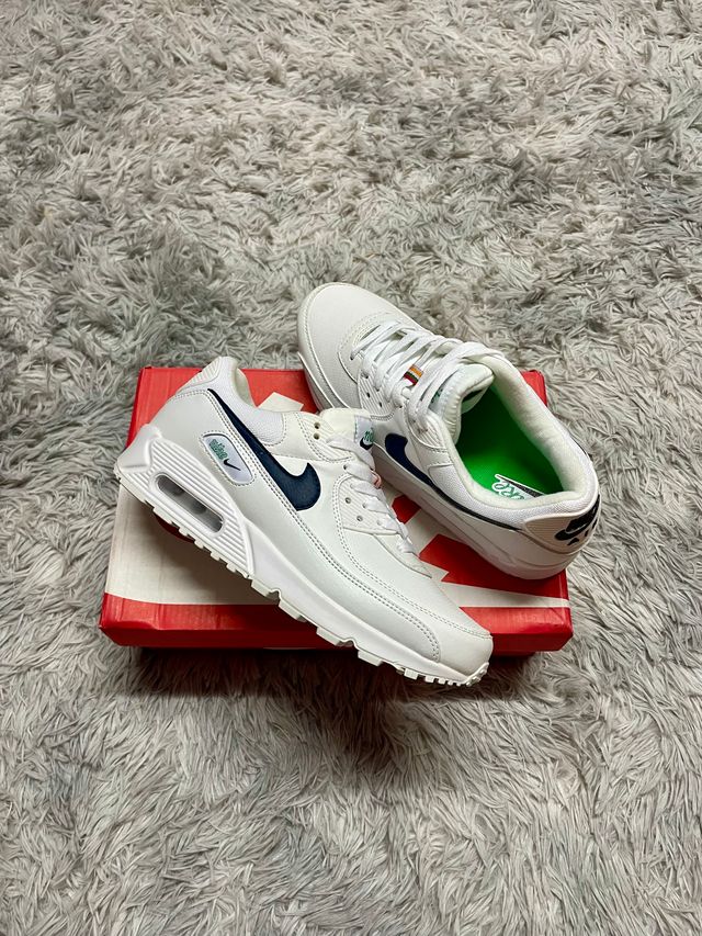 AIR MAX 90 BLANCO LOGO AZUL MARINO