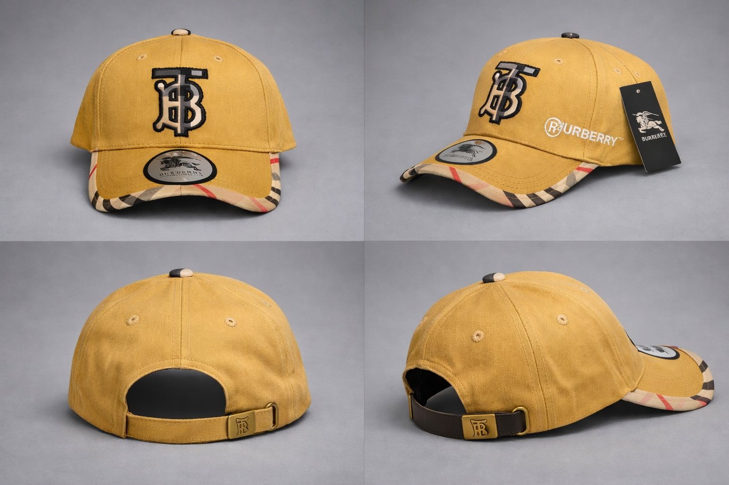 Gorra Burberry amarilla logo marron