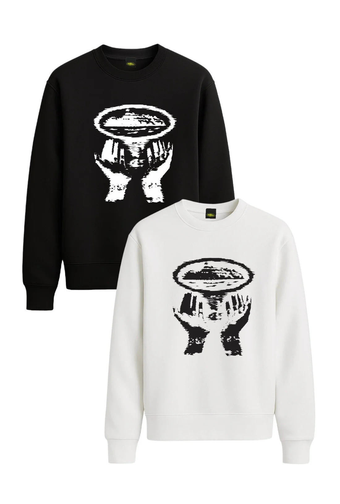 Sudadera CORTEIZ negro logo blanco manos
