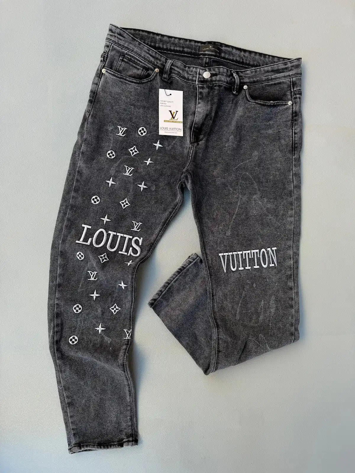 Pantalon largo LV gris logo blanco