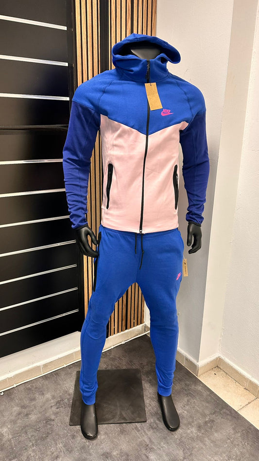 Chandal nike tech azul y salmon logo rosa