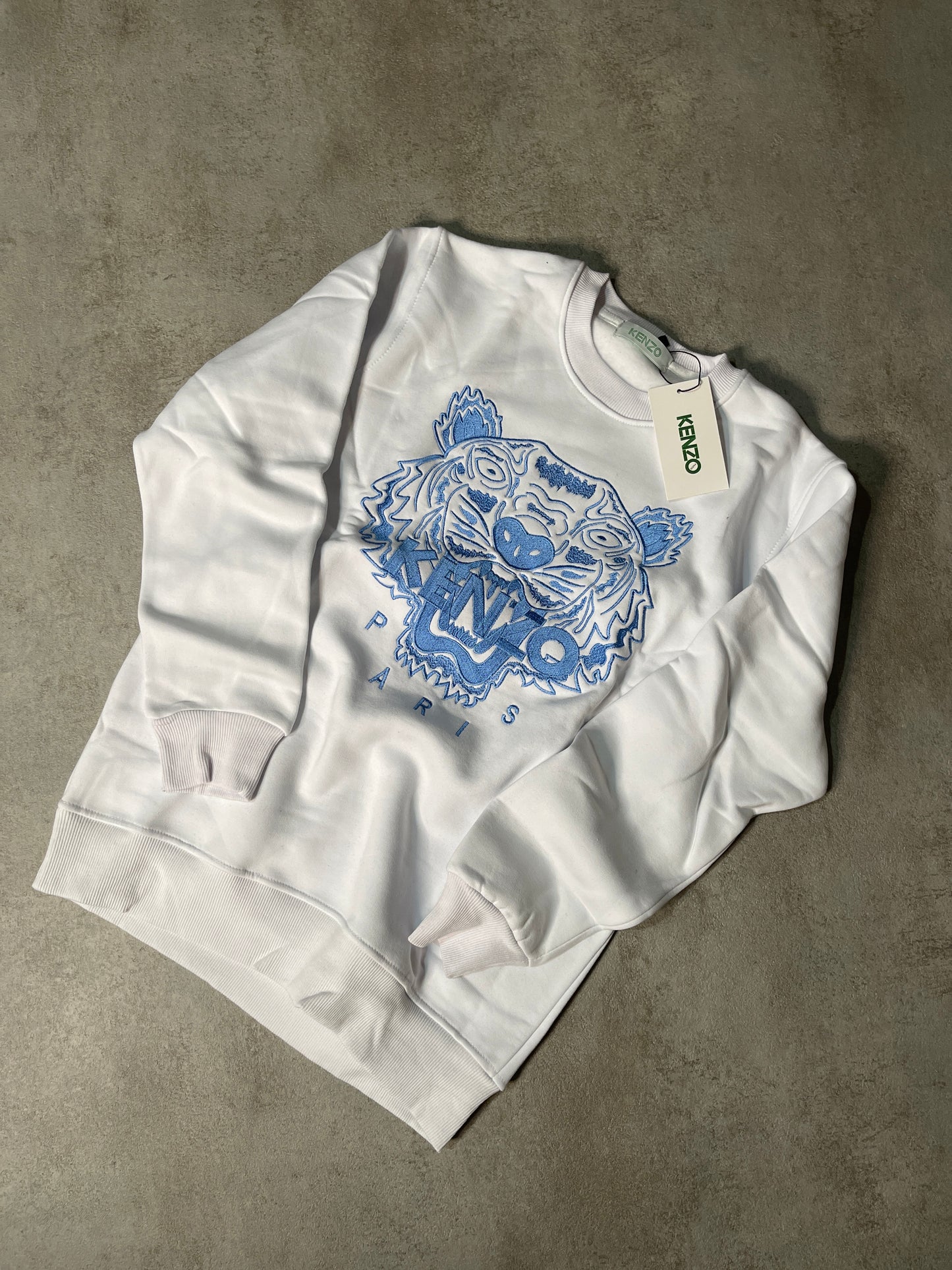 Sudadera KENZO blanca logo azul