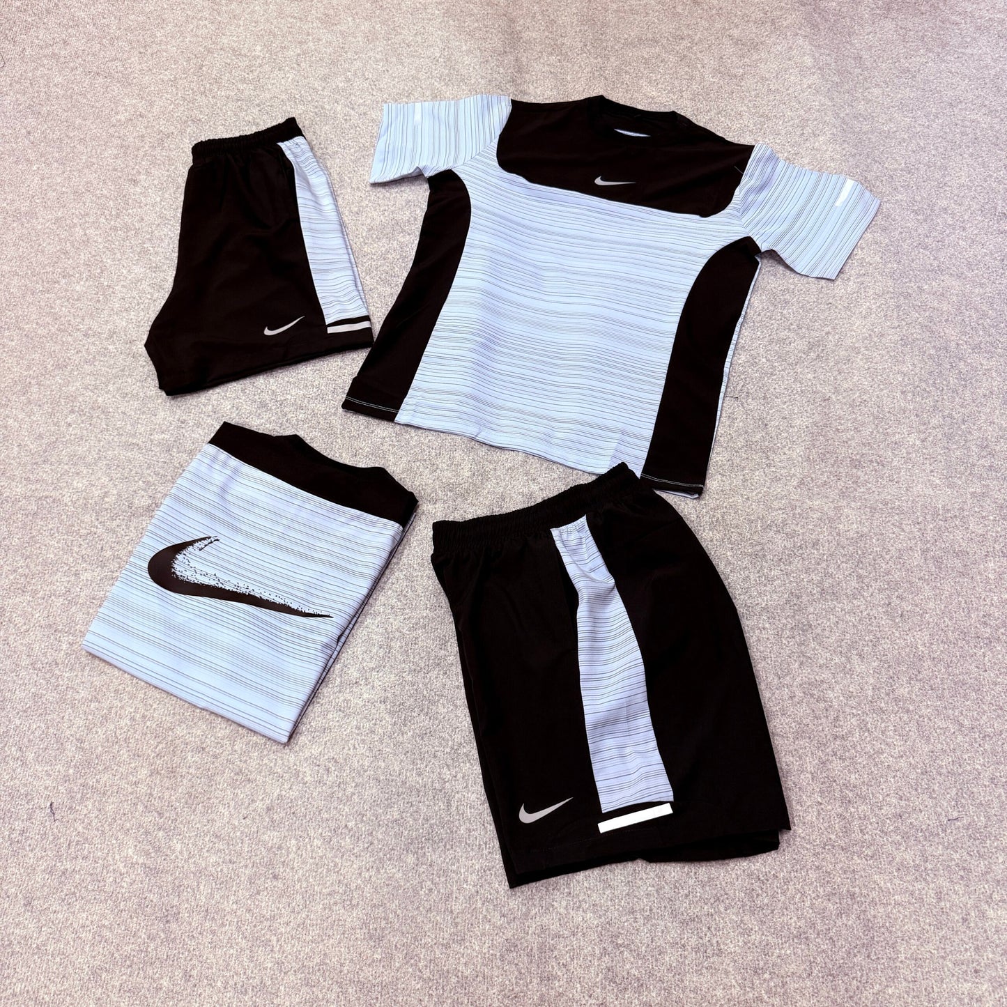 Conjunto nike blanco y gris y negro