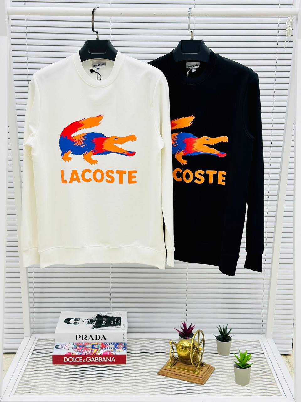 Sudadera Lacoste blanco logo tricolor