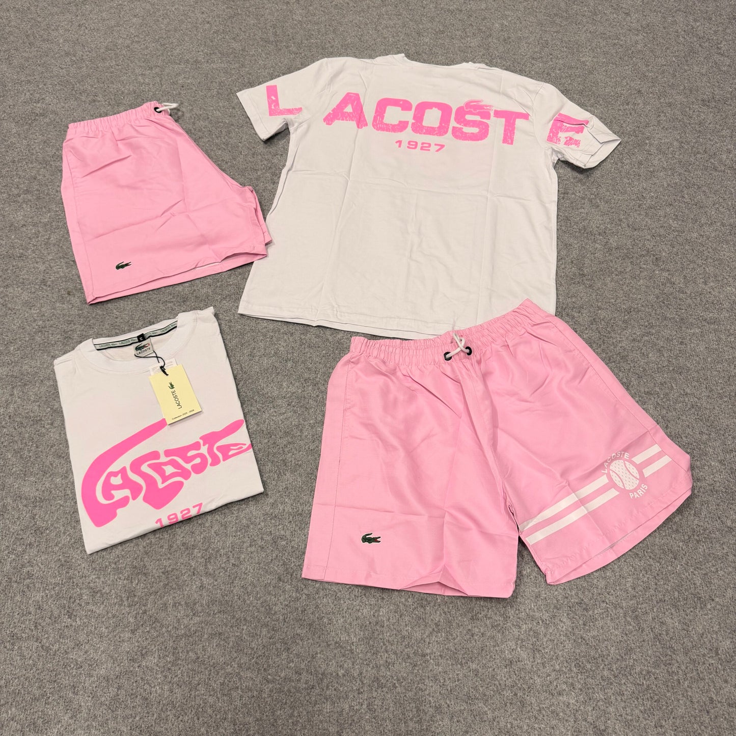 Conjunto lacoste blanco y rosa