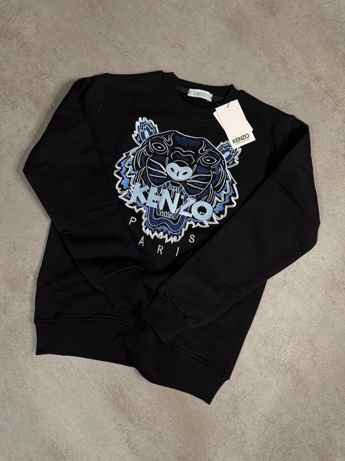 Sudadera KENZO negro logo azul y gris