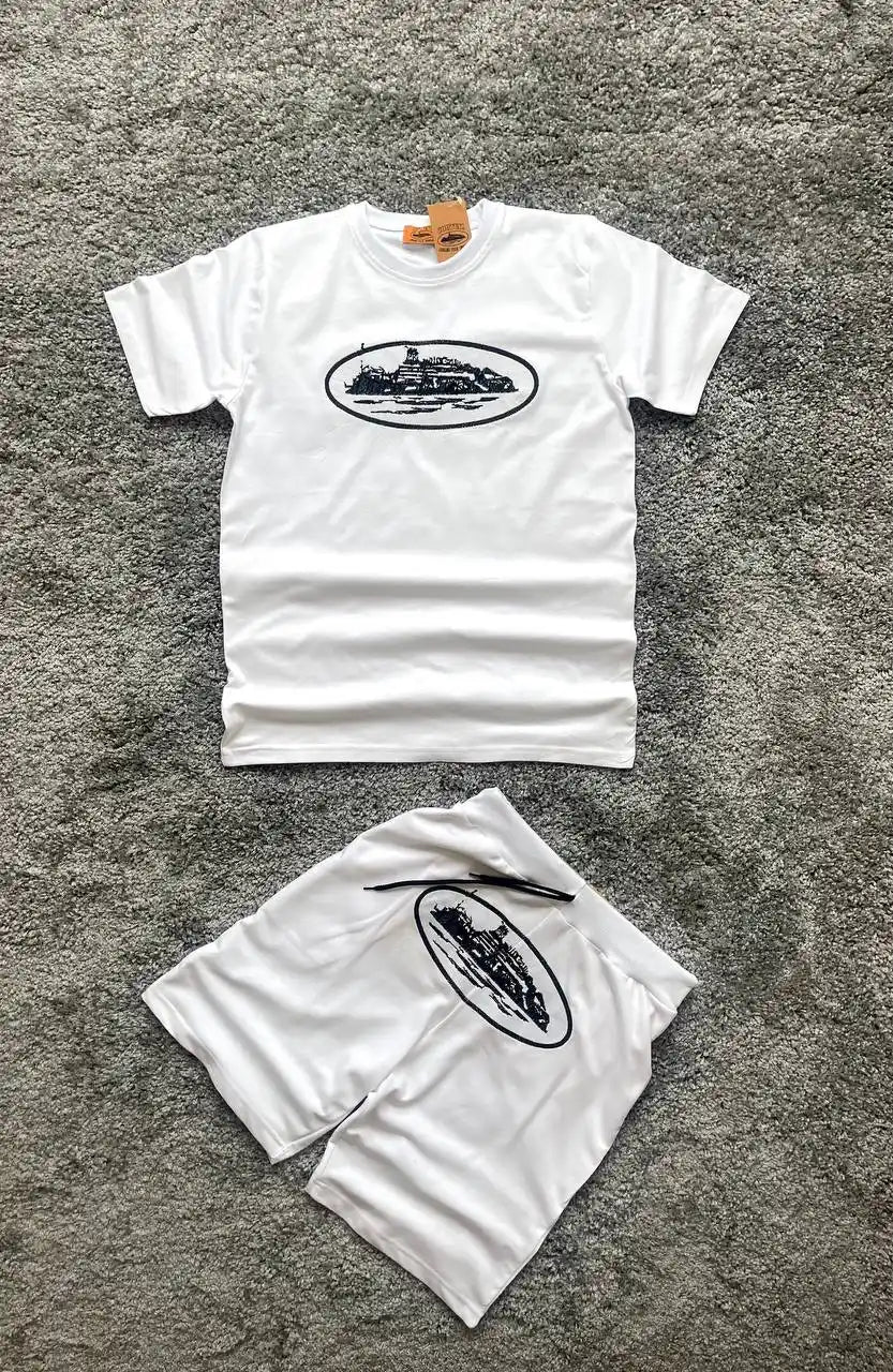 Conjunto verano corteiz blanco logo negro