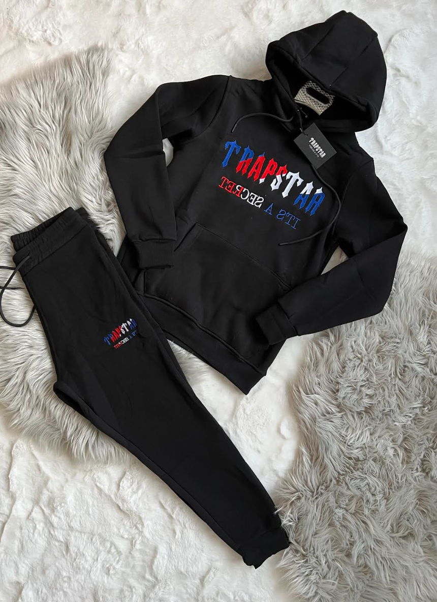 Chandal Trapstar negro logo tricolor