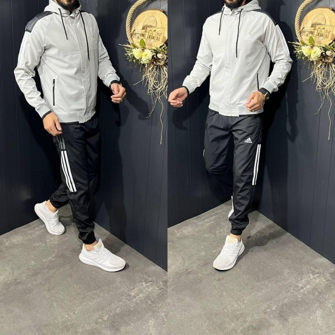 Chandal Adidas blanco gris claro logo blanco