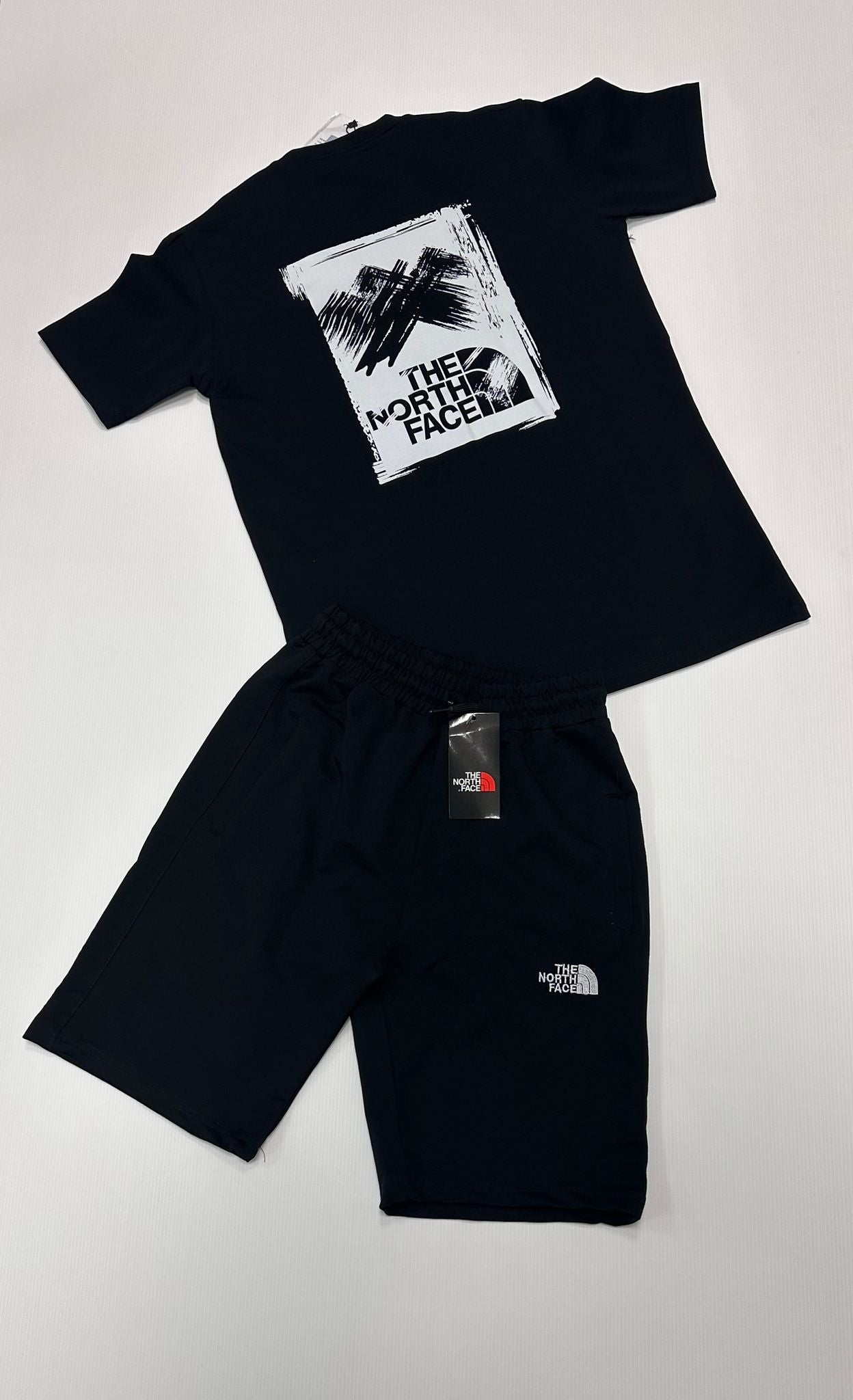 Conjunto north face negro logo negro y blanco