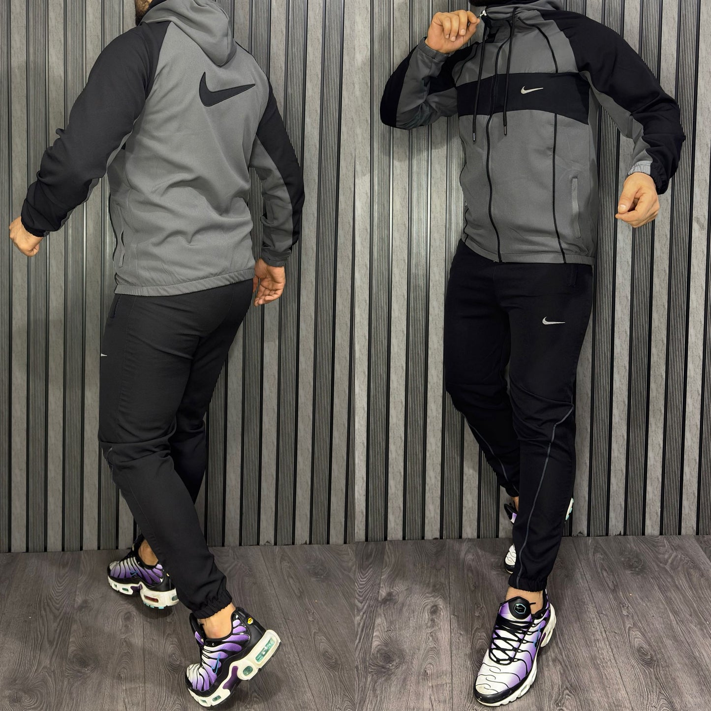 Chandal nike negro y gris logo gris