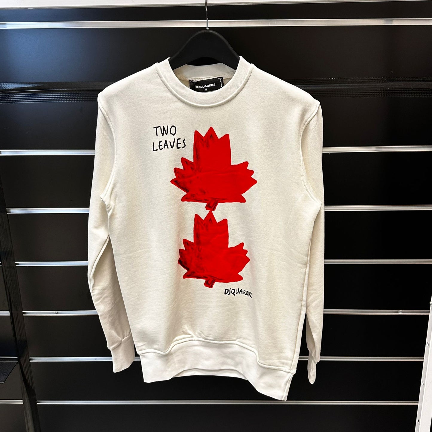 Sudadera DSQUARED2 blanco logo rojo detalles negros