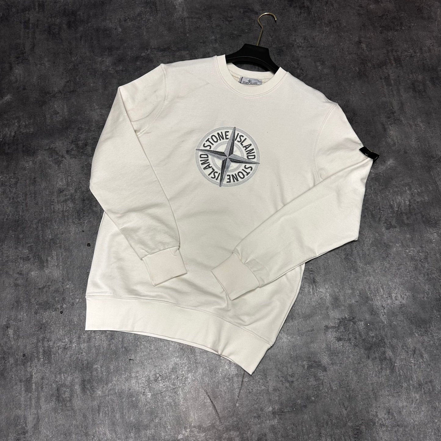 Sudadera STONE ISLAND blanco logo gris