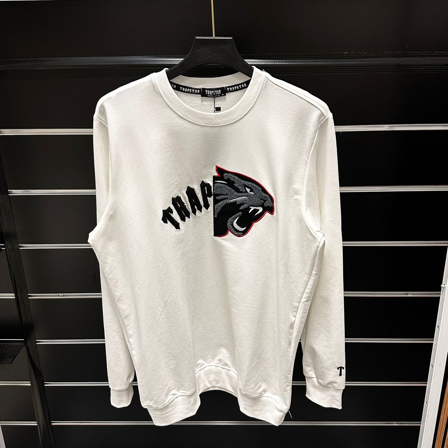 Sudadera Trapstar blanco logo negro y gris