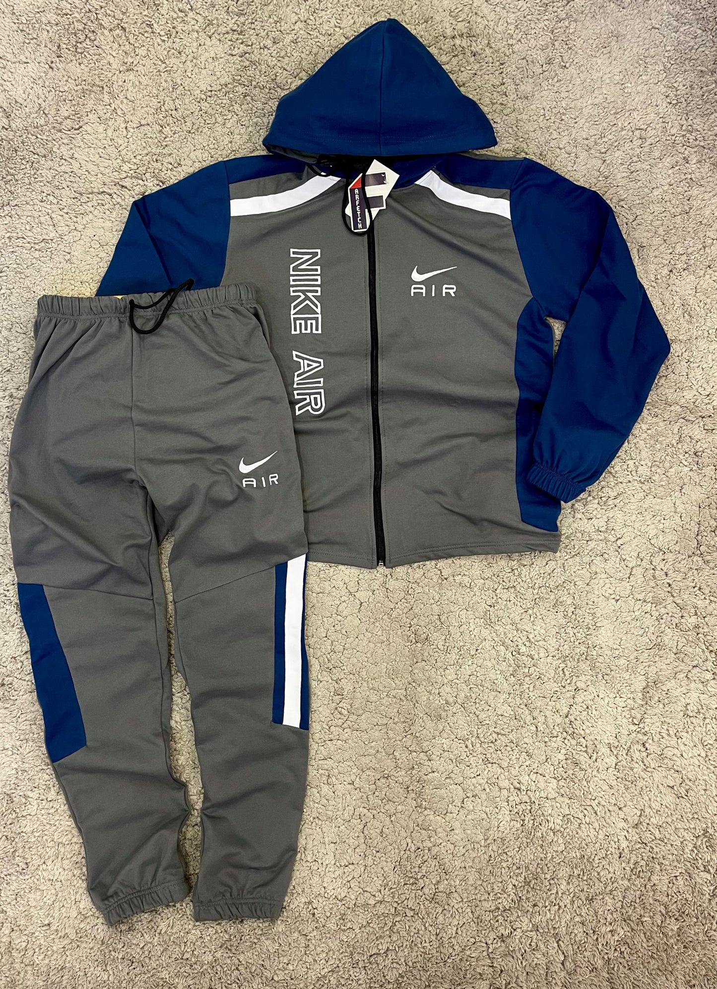 Chandal NIKE AIR gris y azul logo blanco