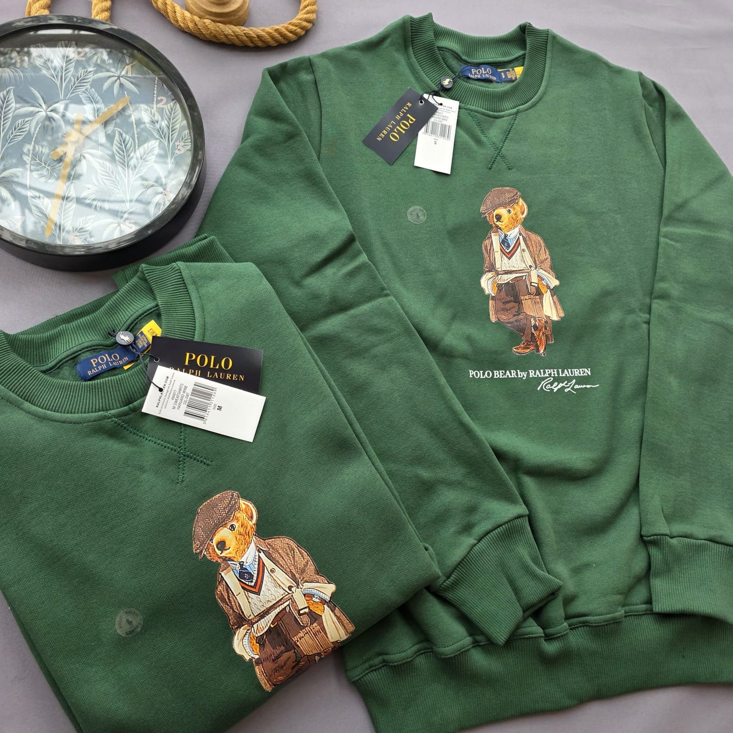 Sudadera ralph lauren verde logo blanco oso