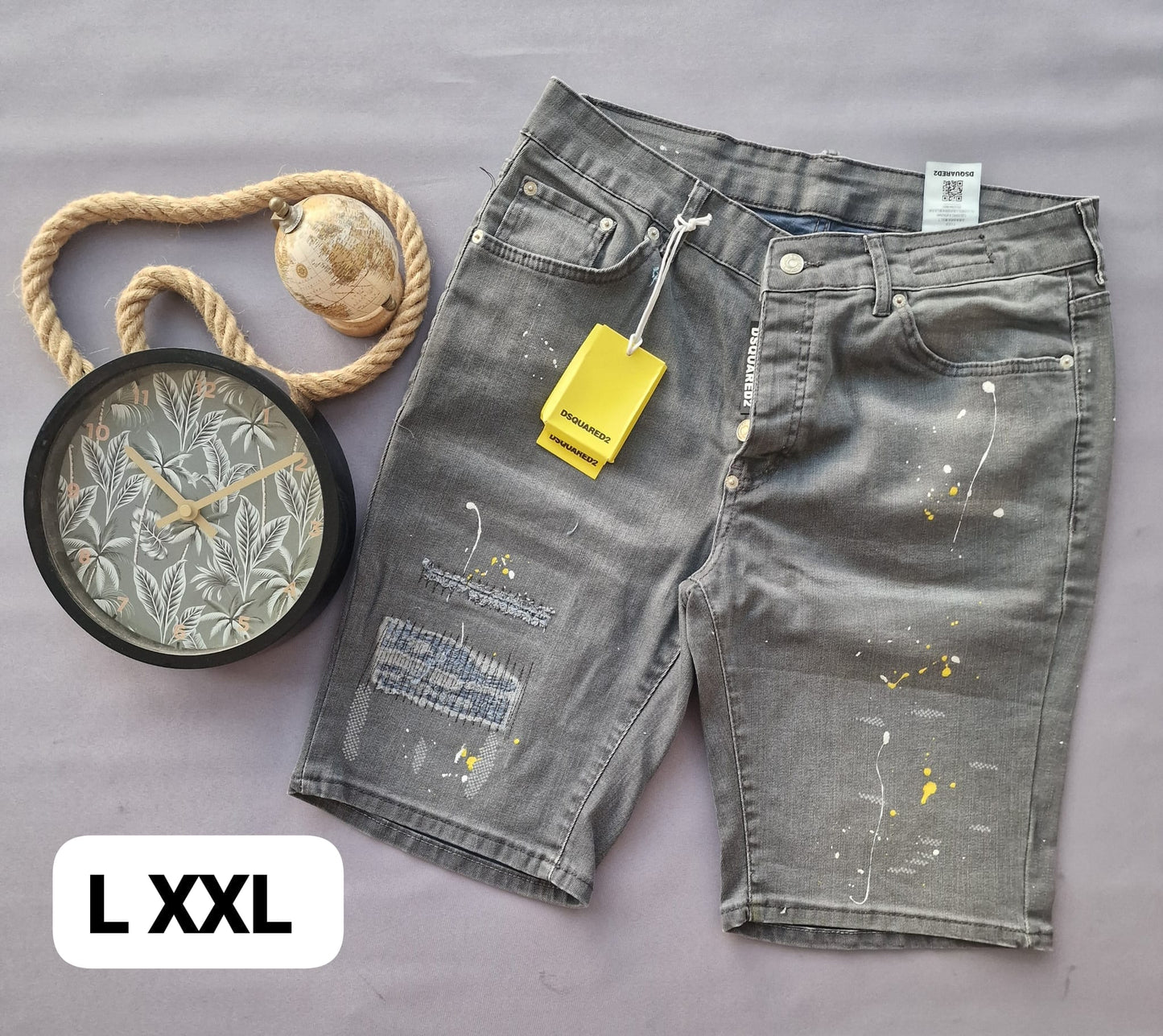 Pantalon corto gris DSQUARED2 detalles amarillos