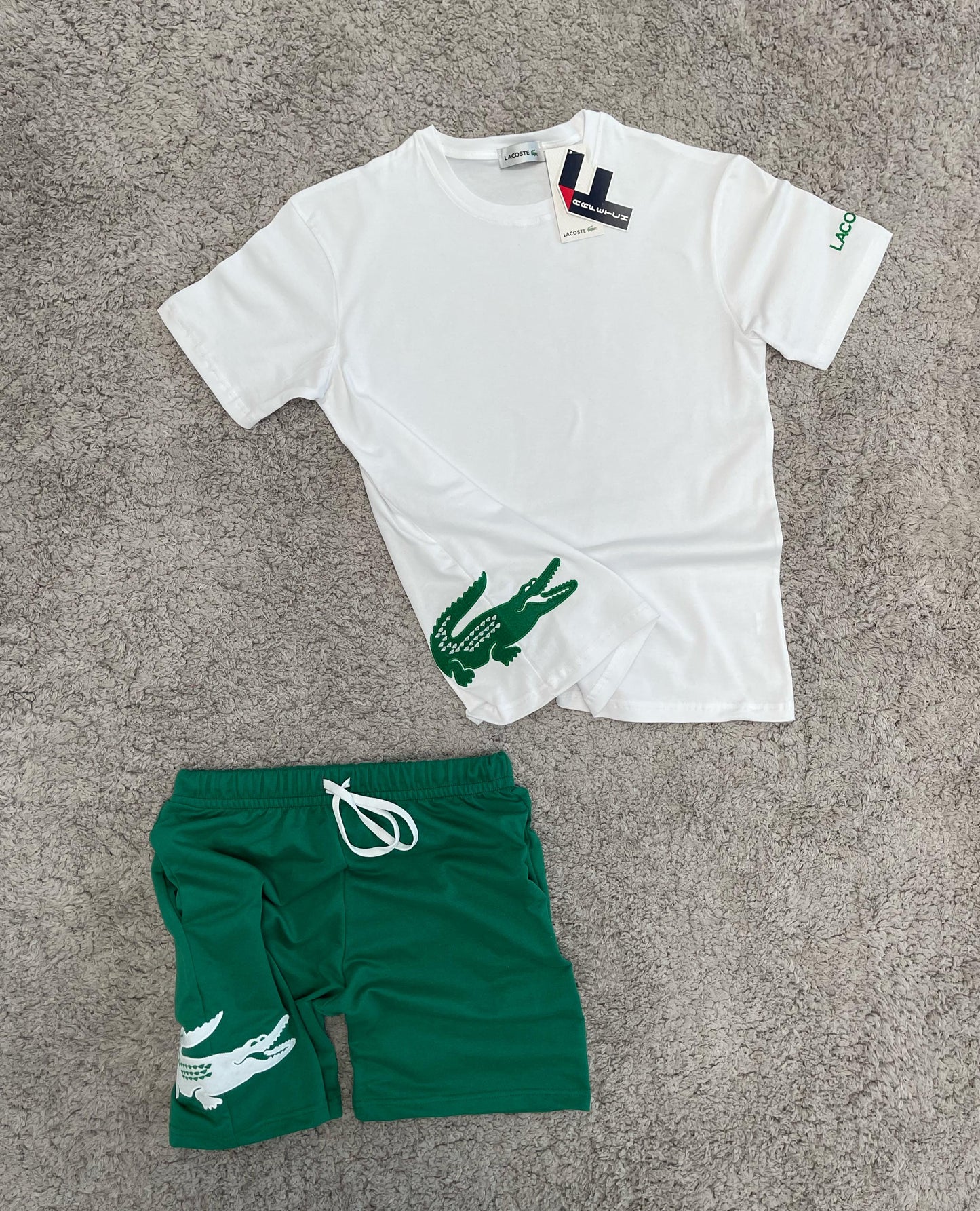 CONJUNTO Lacoste blanco logo verde
