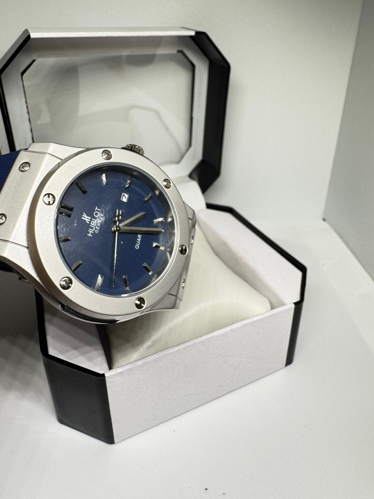 RELOJ HUBLOT AZUL Y PLATEADO