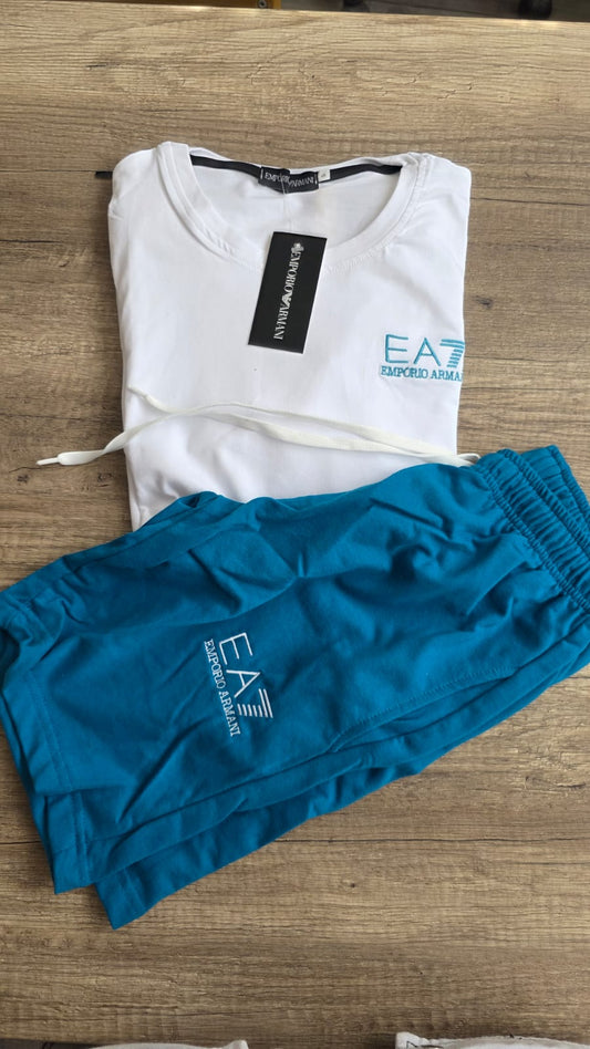 Conjunto verano emporio blanco azul
