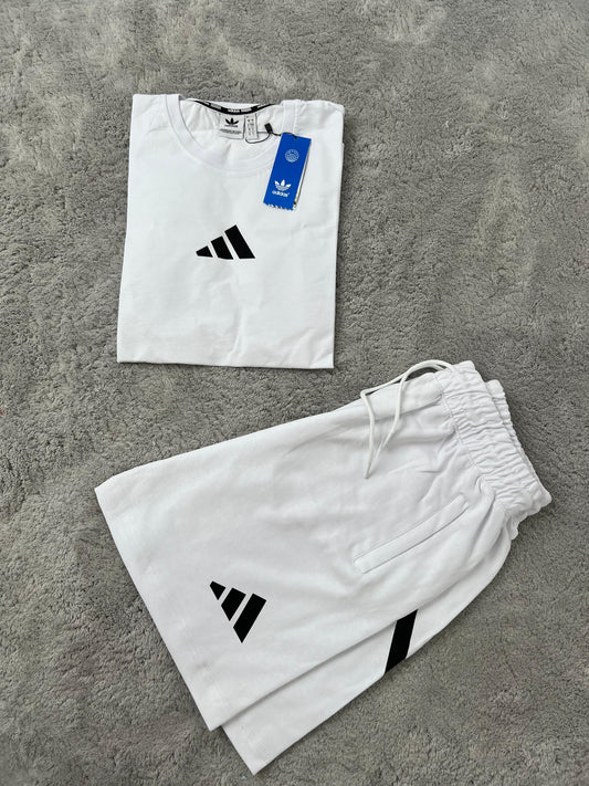 Conjunto corto Adidas blanco logo negro