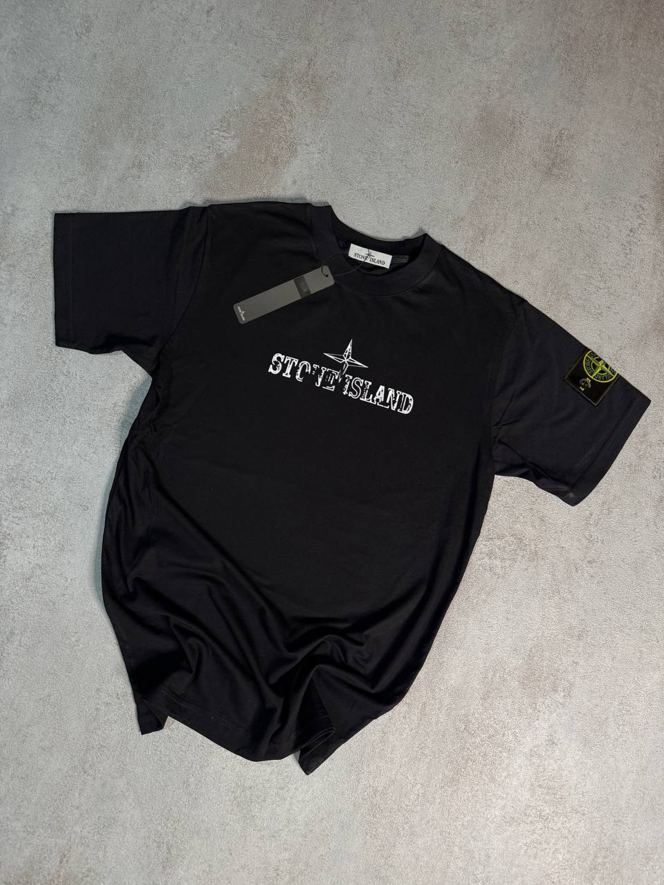 Camiseta Stone Island negro logo blanco brujula