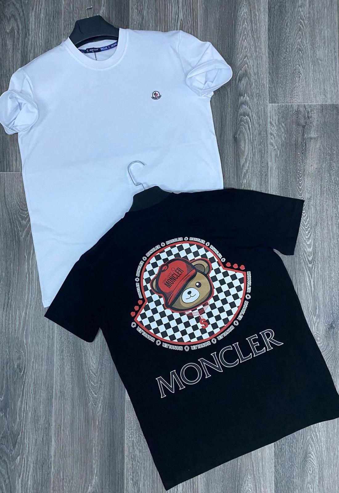 Camiseta Moncler blanco logo oso bicolor