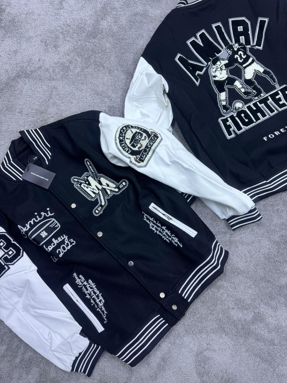 Chaqueta AMIRI negro logo negro y blanco