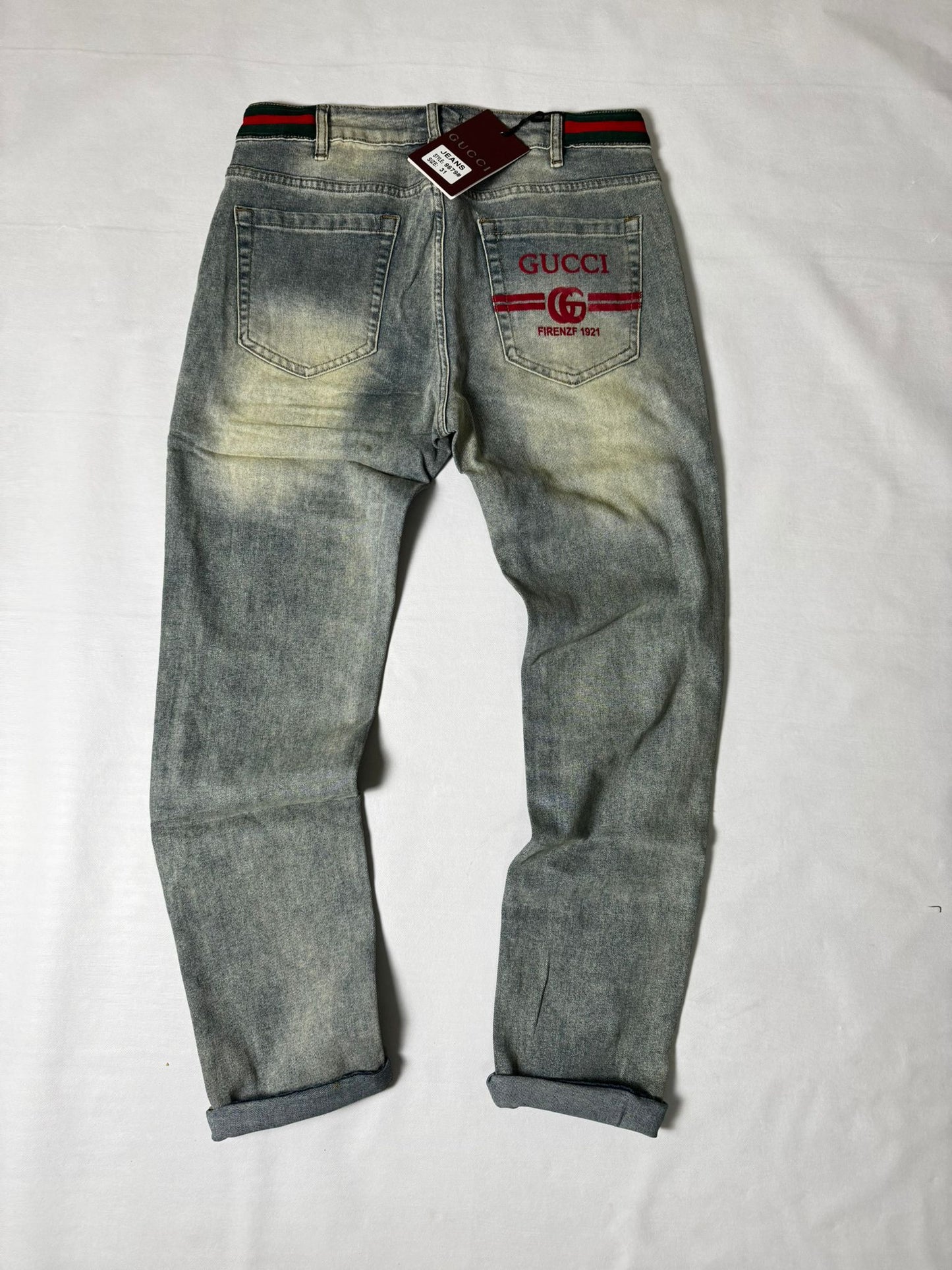 Pantalon vaquero GUCCI detalles rojos y verdes
