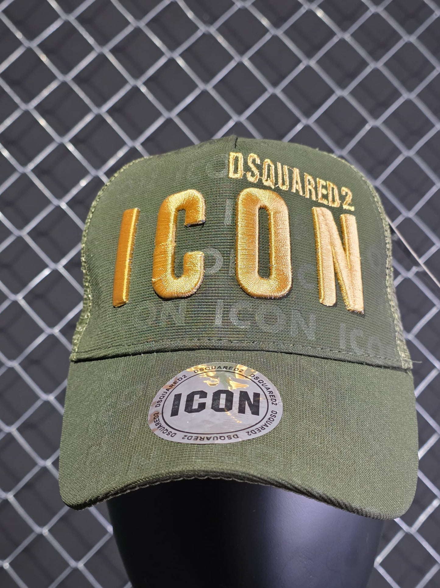 Gorra Dsquared2 verde bosque logo amarillo
