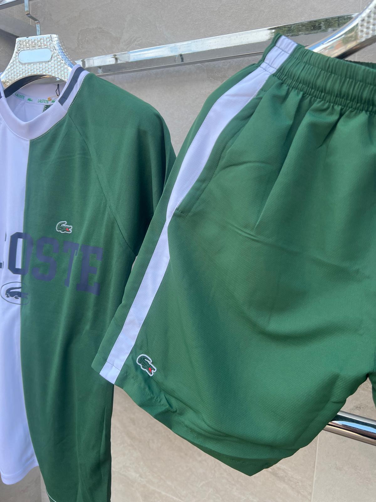 Conjunto corto lacoste blanco y verde