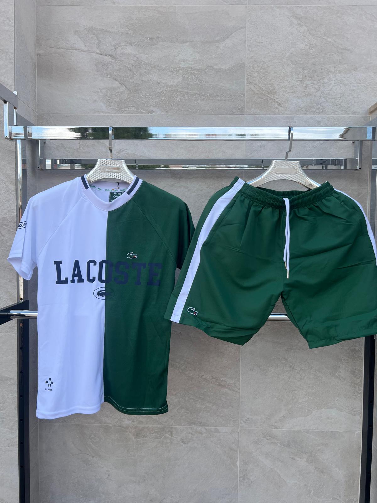 Conjunto corto lacoste blanco y verde