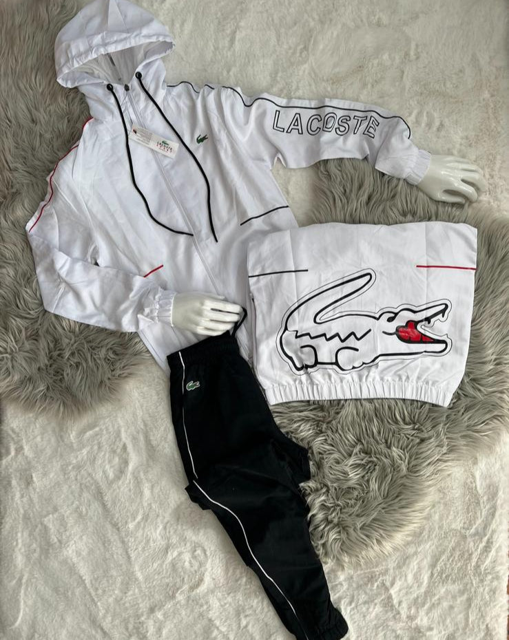 Chandal Lacoste blanco logo grande en espalda