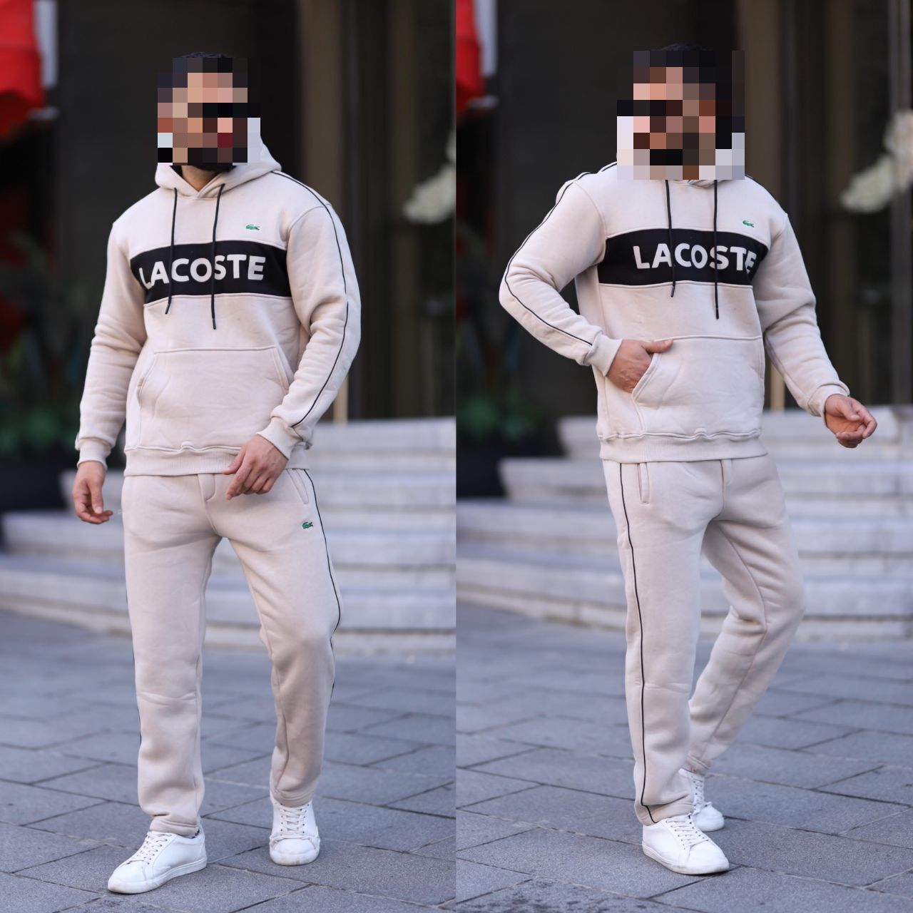 Chandals lacoste beige letras